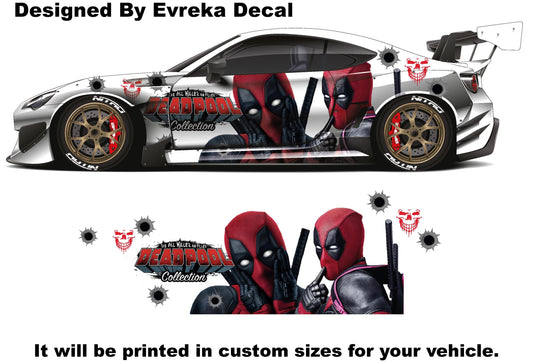 Deadpools together, Super Hero, Villain Inspired Car Side Decal, Universal Size - Evreka Decal