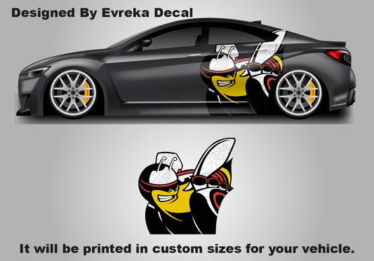 Scat Pack Bumblebee Car Door Decal, Custom Vinyl Graphic Sticker - Dodge Charger Challenger Side Panel Vehicle Wrap Pair - Evreka Decal