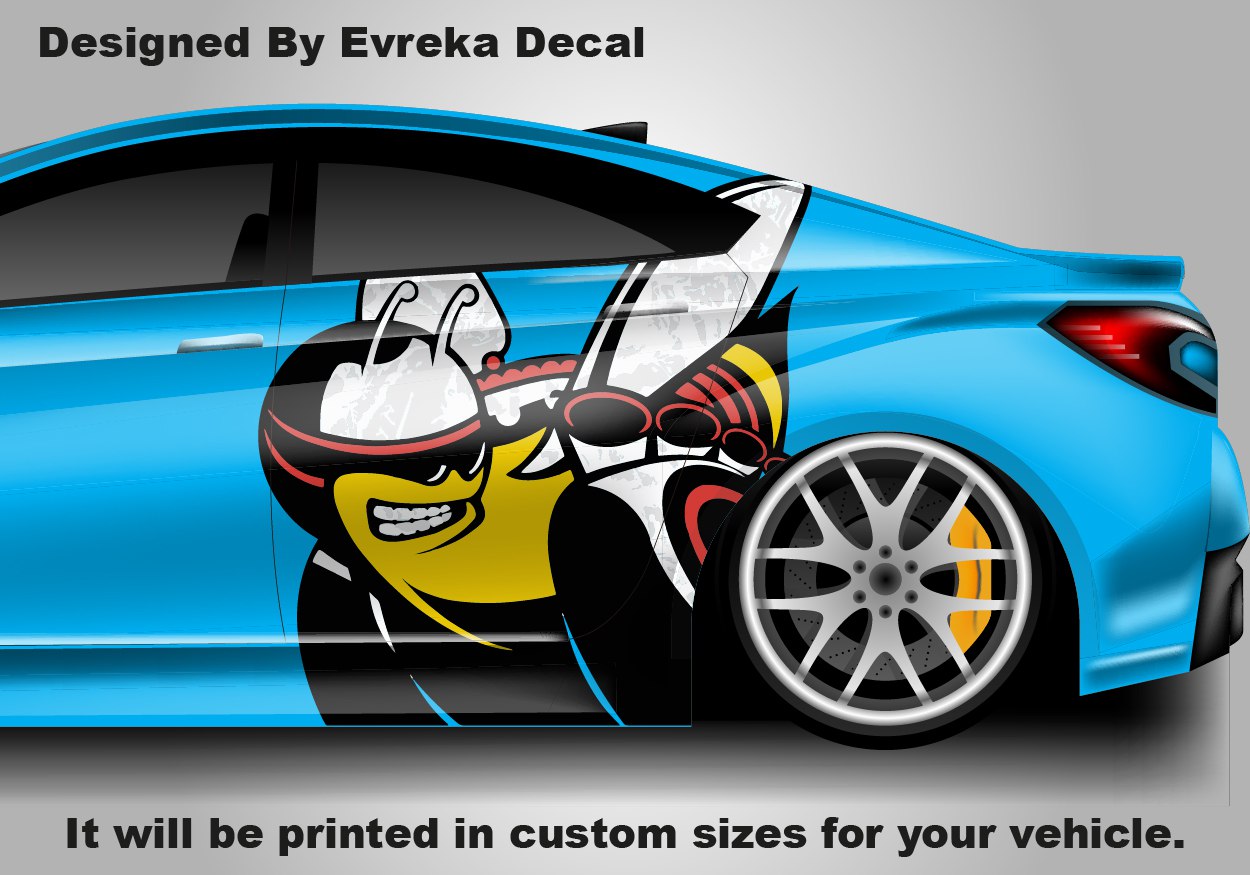 Scat Pack Bumblebee Car Door Decal, Custom Vinyl Graphic Sticker - Dodge Charger Challenger Side Panel Vehicle Wrap Pair - Evreka Decal