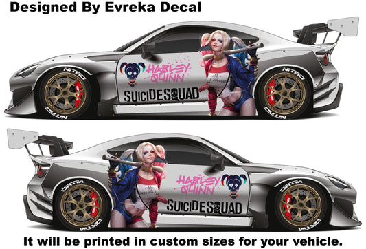 Harley Quinn, Car Livery, Cast Vinyl Wrap, Universal Size, Car Wrap, Car Decal, Car Foil Design - Evreka Decal