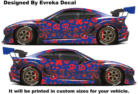 x2 Large Skull Side Graphic Splash, Large decal for Charger, Challenger, Mustang, Camaro, Honda - Evreka Decal