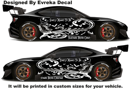 2x Trıbal NIGHTMARE BEFORE CHRISTMAS Jack Sally Graphıc Vınyl Decal Truck Car - Evreka Decal