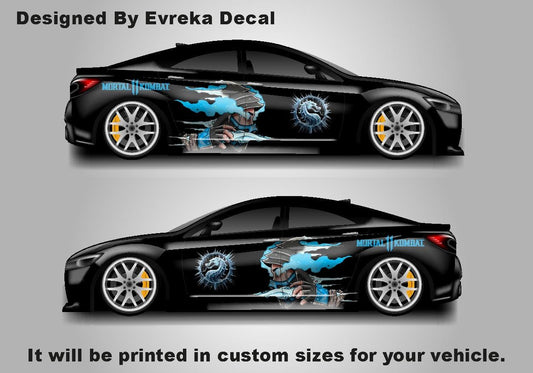SUBZERO Car Wrap - Sides Design - Subzero Car Decal, Hanzo Hasashi, Ninja In The Mortal Kombat Fighting - Evreka Decal