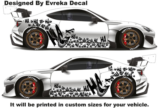 2 x Joker, Ha Ha Ha, the greatest villain ever, JOKER, Super Hero Villain Inspired Car Side Decal, Universal Size, Cast Vinyl Wrap - Evreka Decal