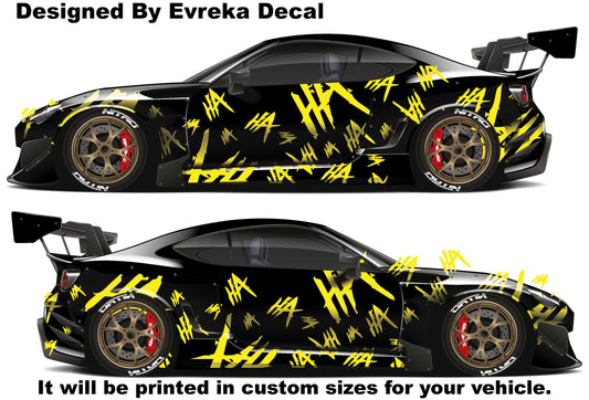 2 x Laughter Car Decal. Joker Ha ha ha Car Side Decal. Joker Vinly Car Decal - Evreka Decal