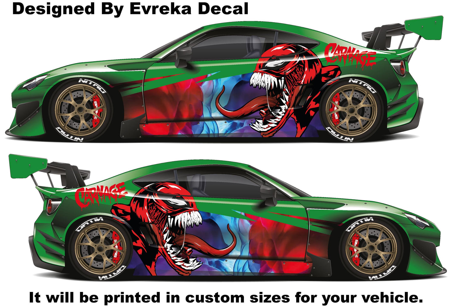 Carnage Car decal , American superhero the Marvel Comics character, Carnage Designed Car Livery, Cast Vinyl Wrap, Universal Size, Car Wrap - Evreka Decal