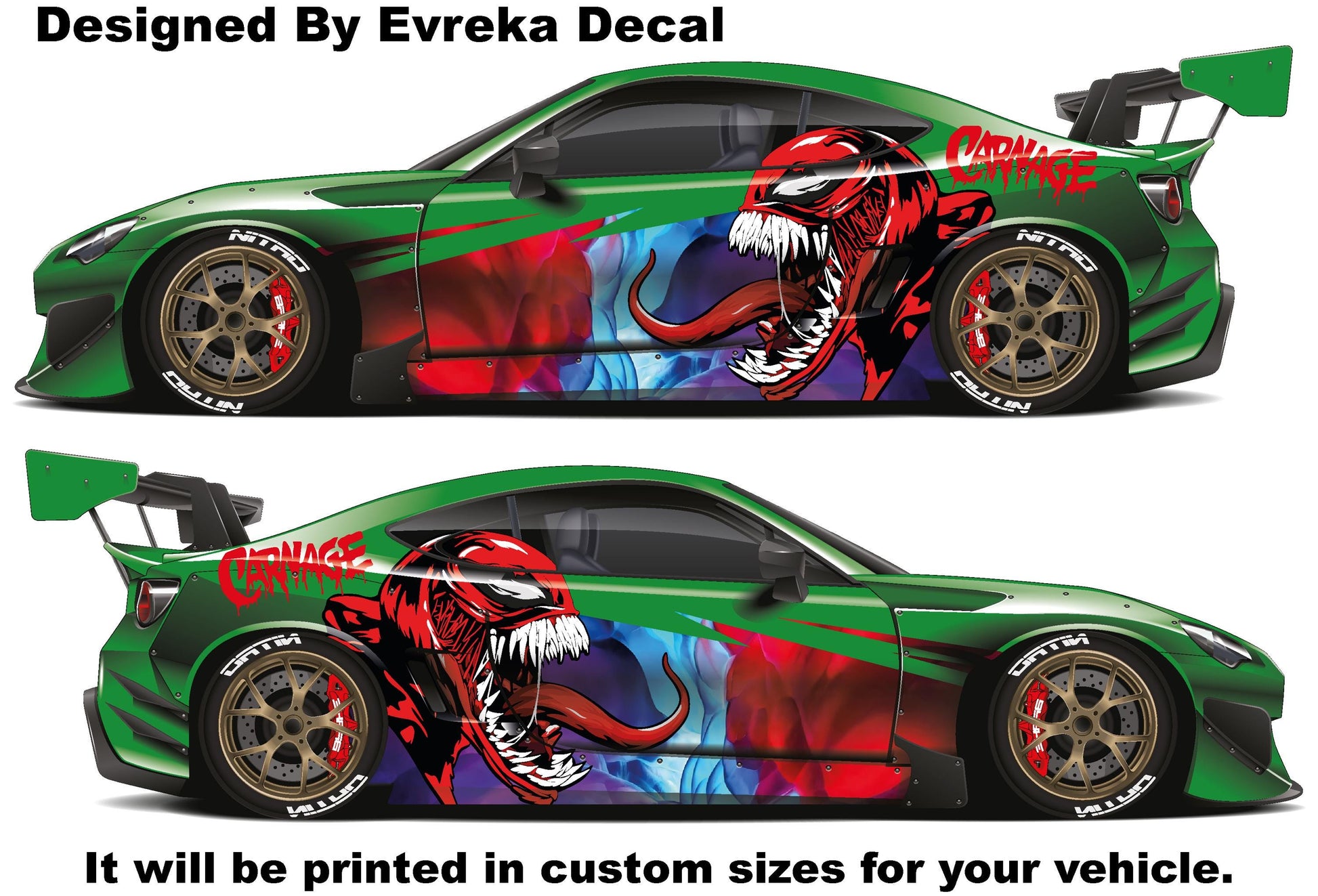Carnage Car decal , American superhero the Marvel Comics character, Carnage Designed Car Livery, Cast Vinyl Wrap, Universal Size, Car Wrap - Evreka Decal