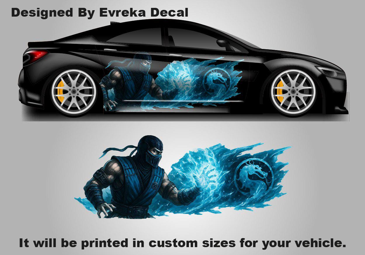 SUBZERO Car Wrap + HOOD design | Subzero Car Decal featuring Hanzo Hasashi | the iconic ninja from Mortal Kombat - Evreka Decal