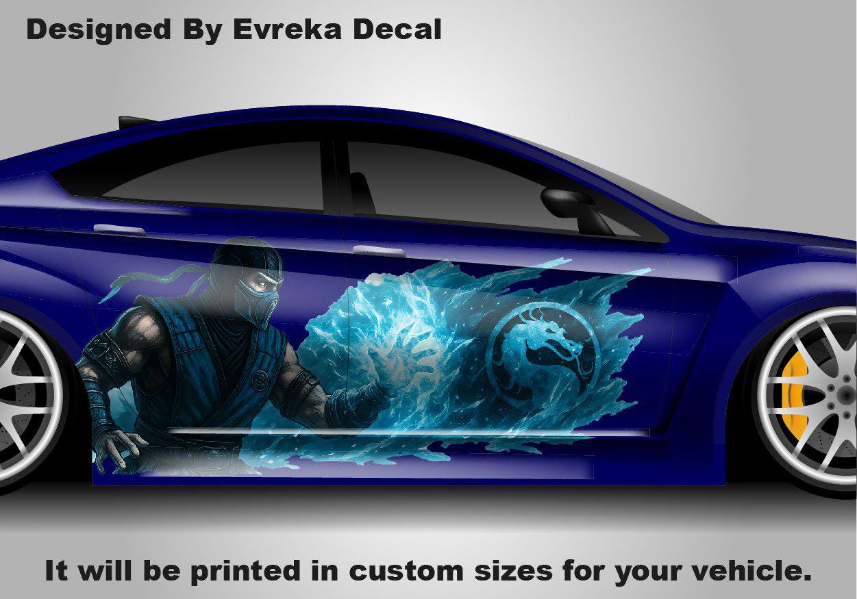 SUBZERO Car Wrap + HOOD design | Subzero Car Decal featuring Hanzo Hasashi | the iconic ninja from Mortal Kombat - Evreka Decal