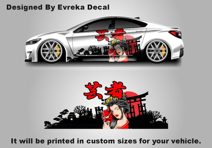Custom Samurai Livery Racing Side Wrap; JDM Inspired Samurai Custom Decal Side - Evreka Decal