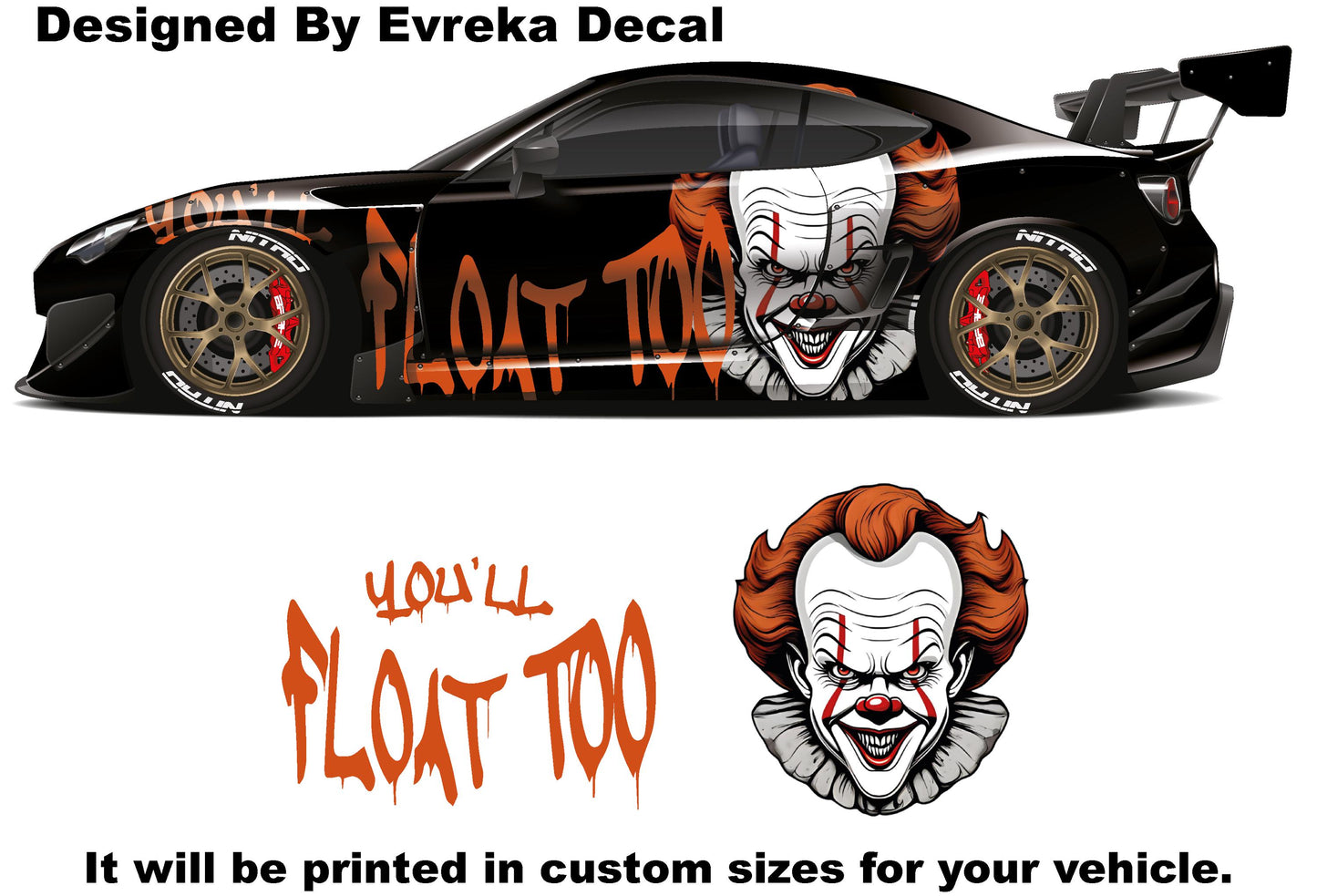 Bundle pennywise, It, Car Livery, Cast Vinyl Wrap, Universal Size, Car Wrap - Evreka Decal