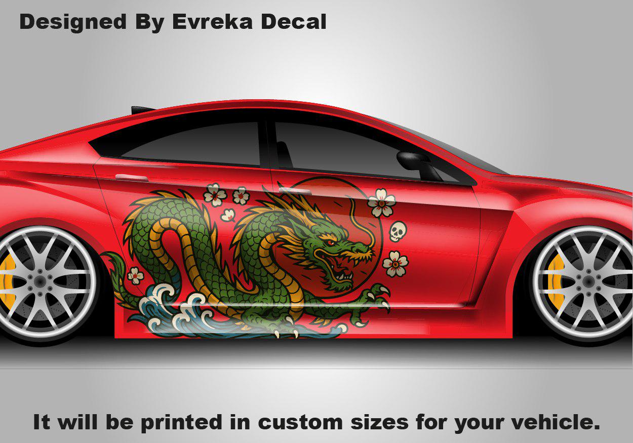 Dragon Car Body Decal - Draco Body Stickers - JDM Decals - Dragon Large Sticker - Custom Japanese Full Livery High Quality Vinyl - Evreka Decal