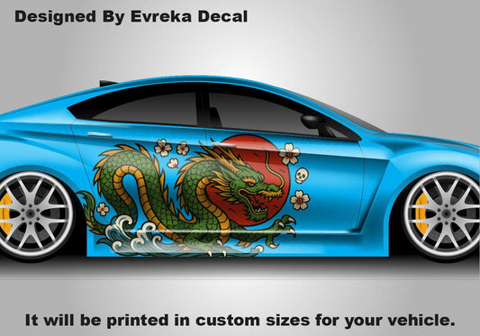 Dragon Car Body Decal - Draco Body Stickers - JDM Decals - Dragon Large Sticker - Custom Japanese Full Livery High Quality Vinyl - Evreka Decal