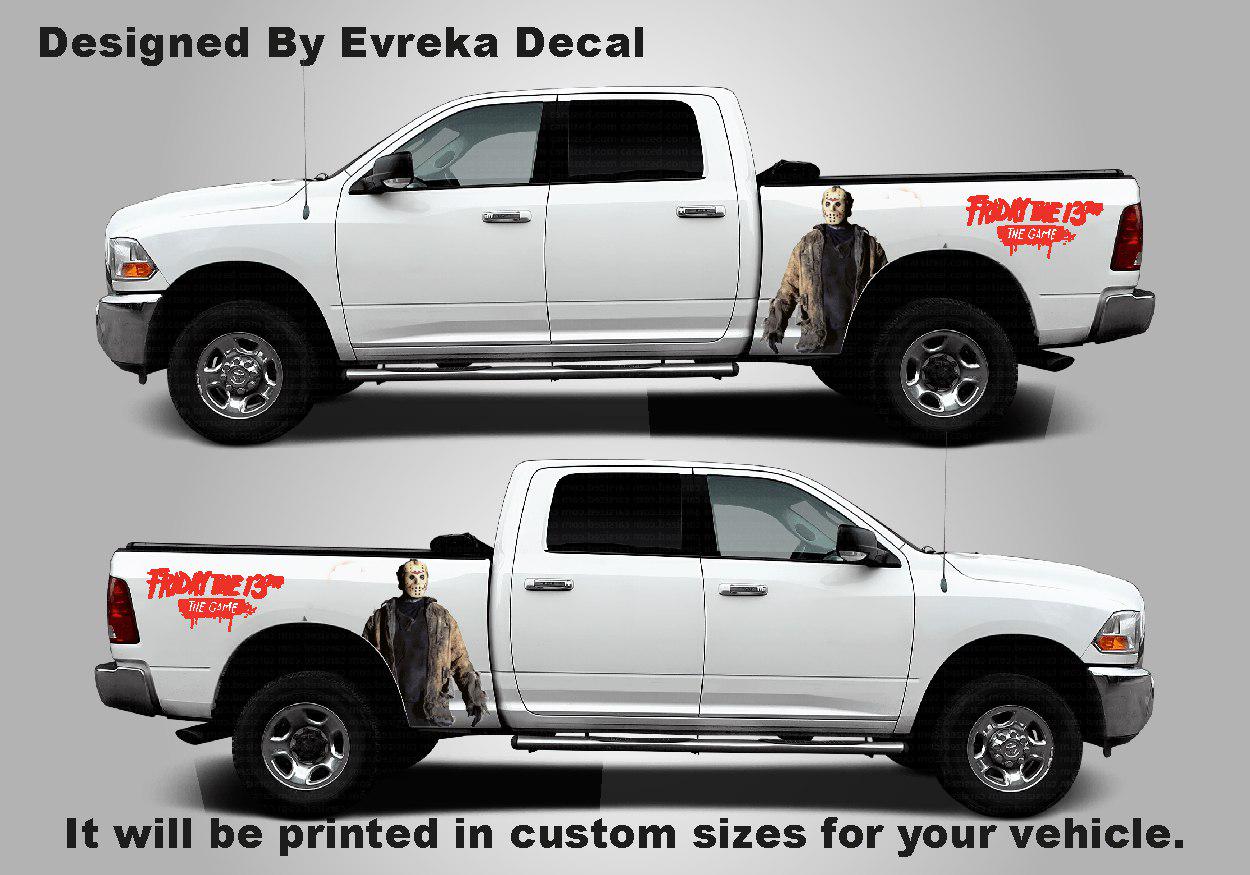 Michael Myers Face Large Car Decal, Graphic Decal Tailgate Car Livery, Universal Size, Car Wrap Friday the 13th Decal, Jason Voorhees - Evreka Decal