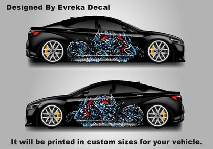 Dragon japanese style, , Car Livery, Cast Vinyl Wrap, Universal Size, Car Wrap, Car Foil Design - Evreka Decal