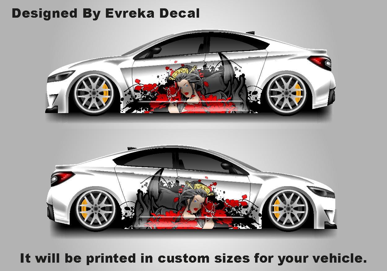 Custom Samurai Livery Racing Side Wrap; JDM Inspired Samurai Custom Decal Side - Evreka Decal