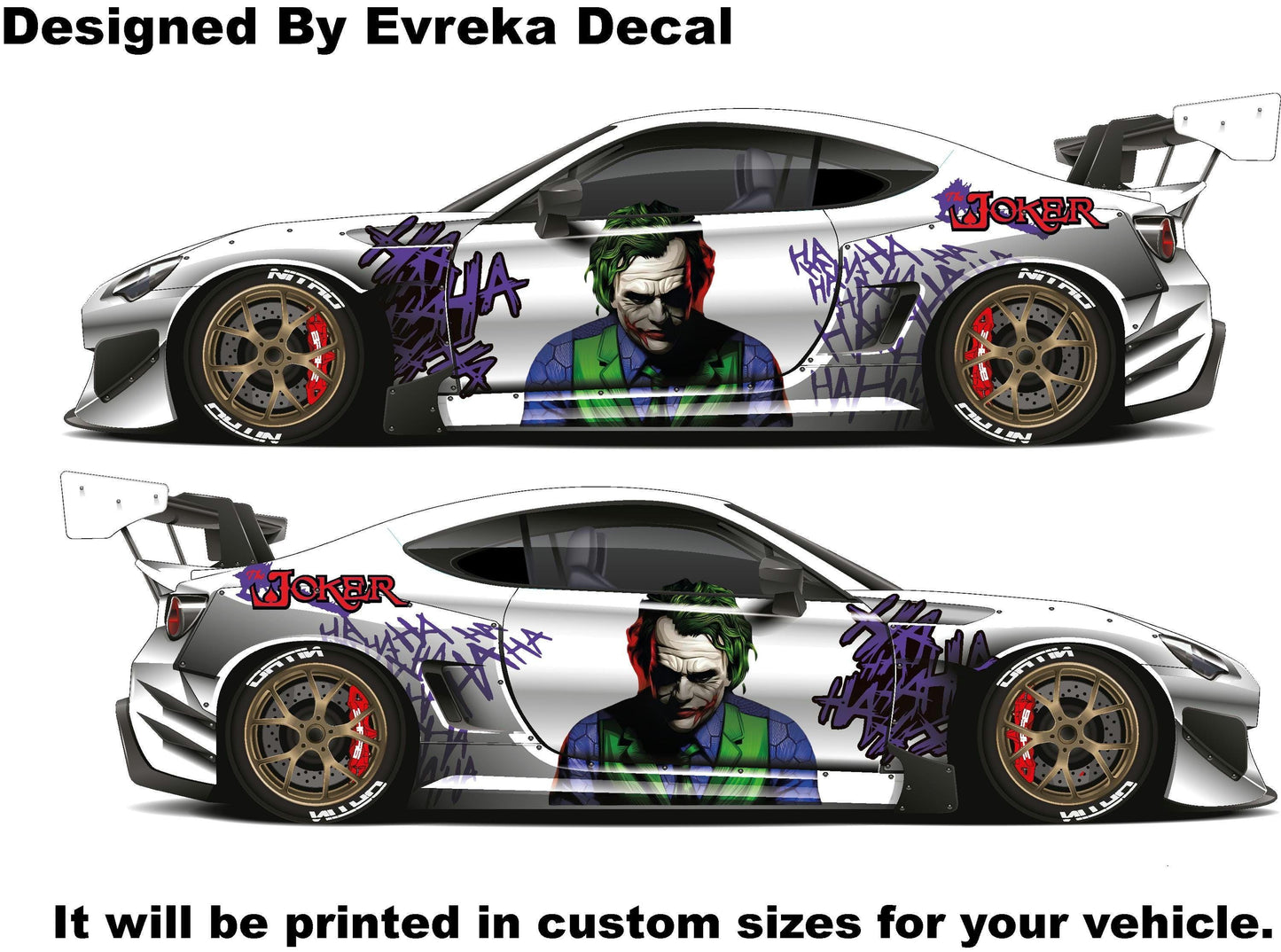Joker Car Wrap, Car Livery, Cast Vinyl Wrap, Universal Size, Car Wrap, Car Decal, Car Foil Design - Evreka Decal