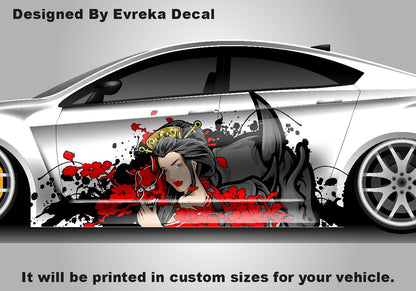 Custom Samurai Livery Racing Side Wrap; JDM Inspired Samurai Custom Decal Side - Evreka Decal