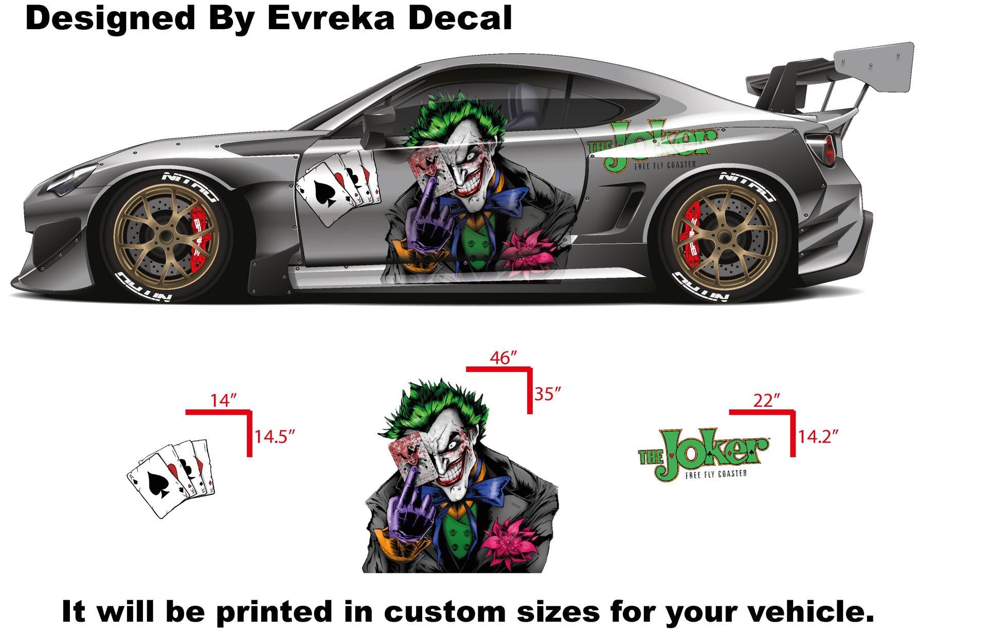 JOKER, Super Hero Villain Inspired Car Side Decal, Universal Size, Cast Vinyl Wrap, why so serious - Evreka Decal