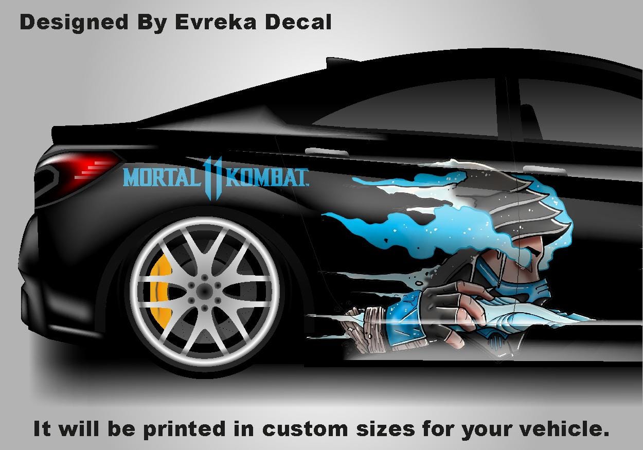 SUBZERO Car Wrap - Sides Design - Subzero Car Decal, Hanzo Hasashi, Ninja In The Mortal Kombat Fighting - Evreka Decal