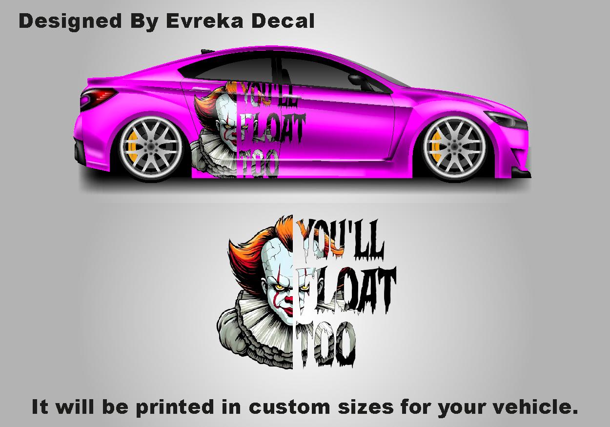 Halloween Pennywise IT, Horrorclown, Car Livery, Cast Vinyl Wrap, Universal Size, Car Wrap • Passenger Side / One Pcs - Evreka Decal