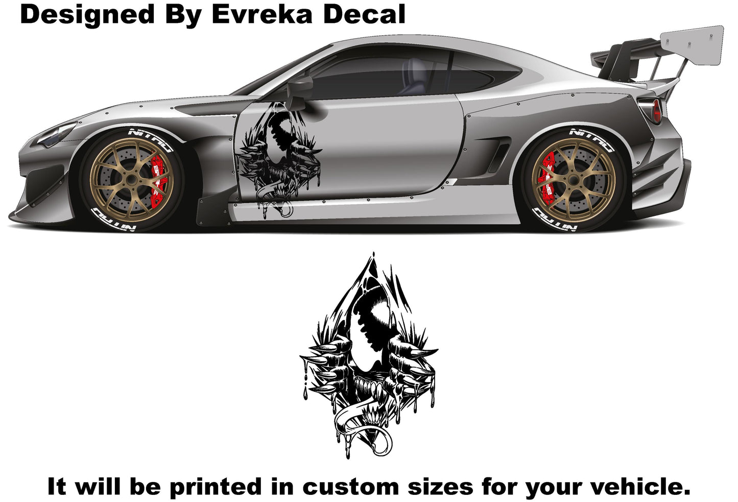 VENOM Superhero, Villain Inspired Car Side Sticker, Universal Size, Car Decal Wrap - Evreka Decal