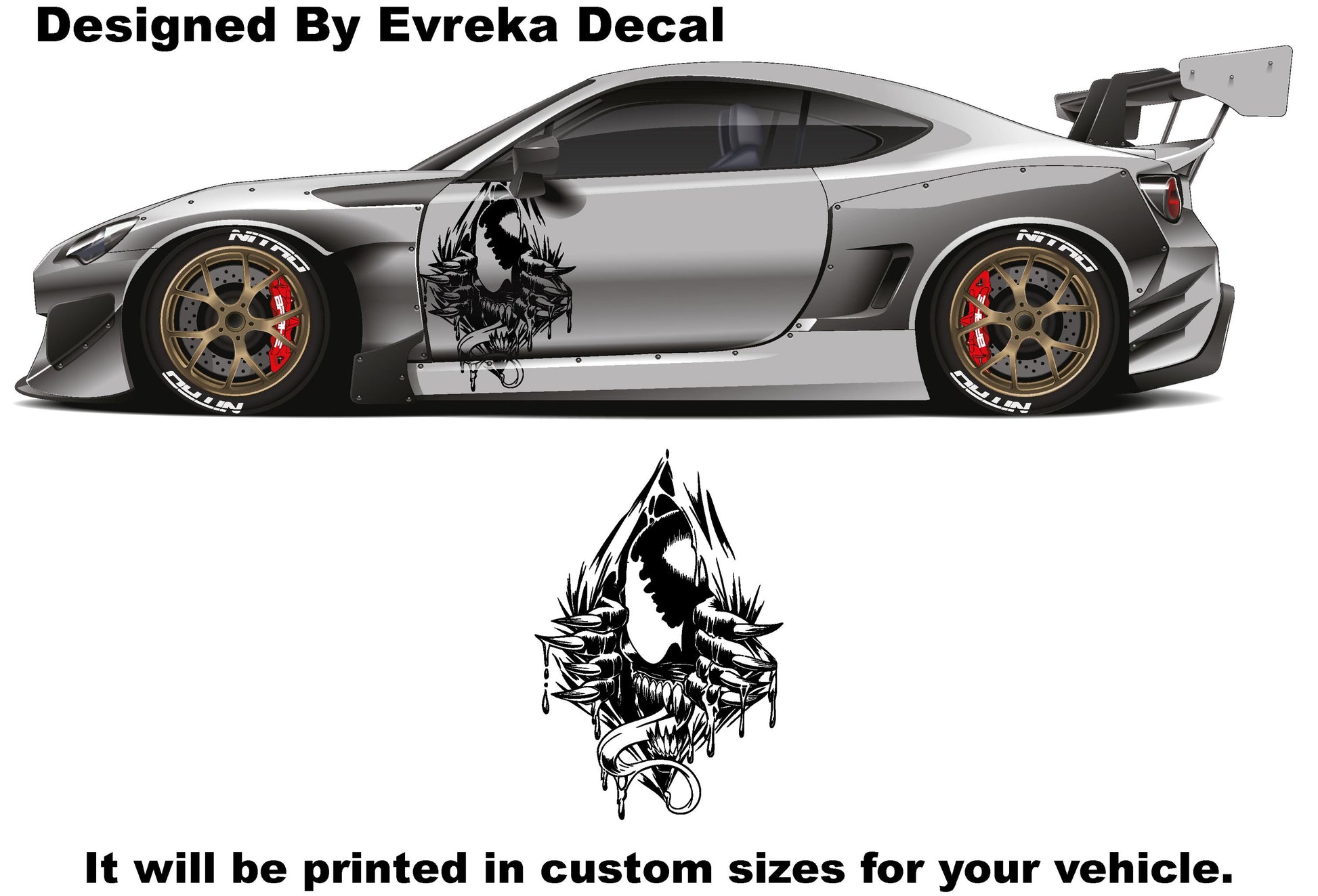 VENOM Superhero, Villain Inspired Car Side Sticker, Universal Size, Car Decal Wrap - Evreka Decal