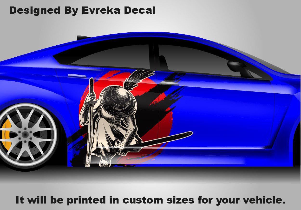 Custom Samurai Livery Racing Side Wrap; JDM Inspired Samurai Custom Decal Side - Evreka Decal