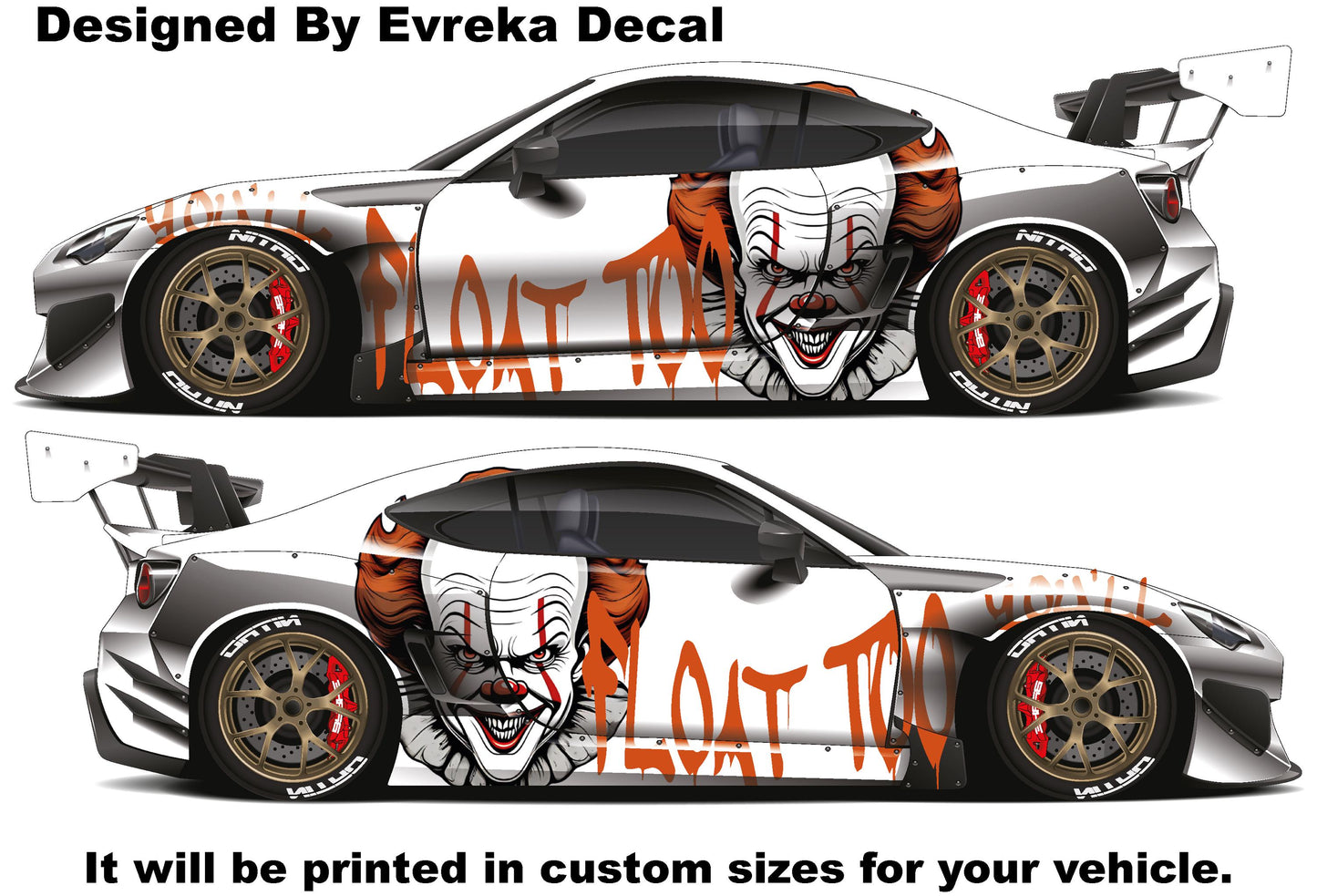 Bundle pennywise, It, Car Livery, Cast Vinyl Wrap, Universal Size, Car Wrap - Evreka Decal