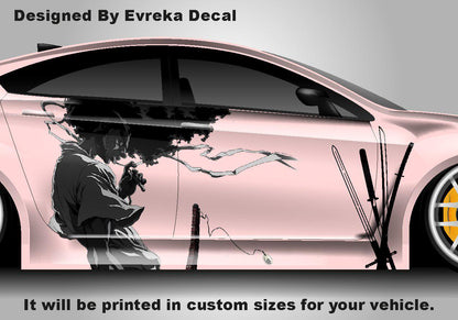 Afro Samurai Car Wrap, Japanese Vehicle Shine, Cast Vinyl Wrap, Universal Size afro Samurai Anime Car Sticker Car Decal - Evreka Decal