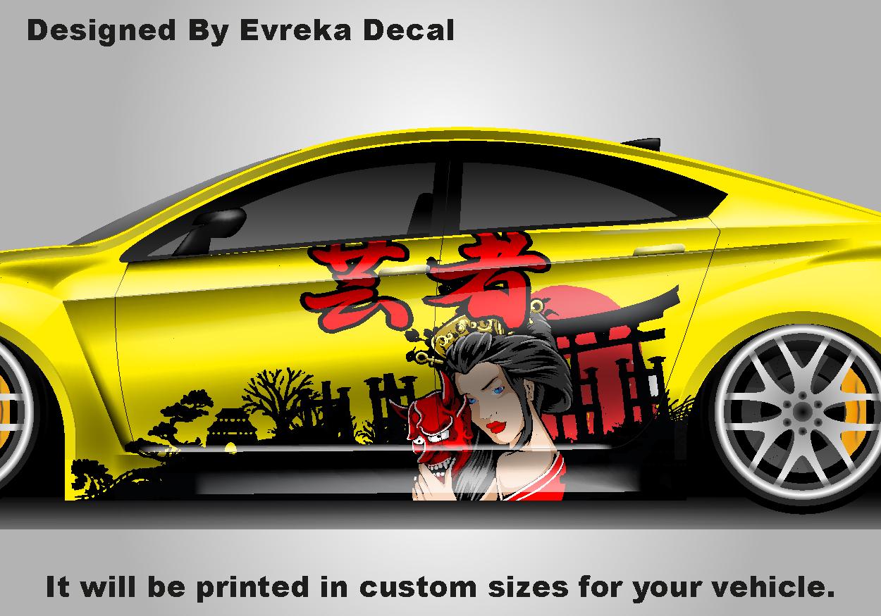 Custom Samurai Livery Racing Side Wrap; JDM Inspired Samurai Custom Decal Side - Evreka Decal