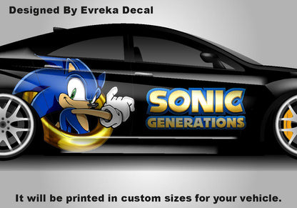 Sonic the Hedgehog Car Side Wrap, Full Color Graphics, Vinyl Livery Decal fit any car, Universal Size, Car Wrap - Evreka Decal