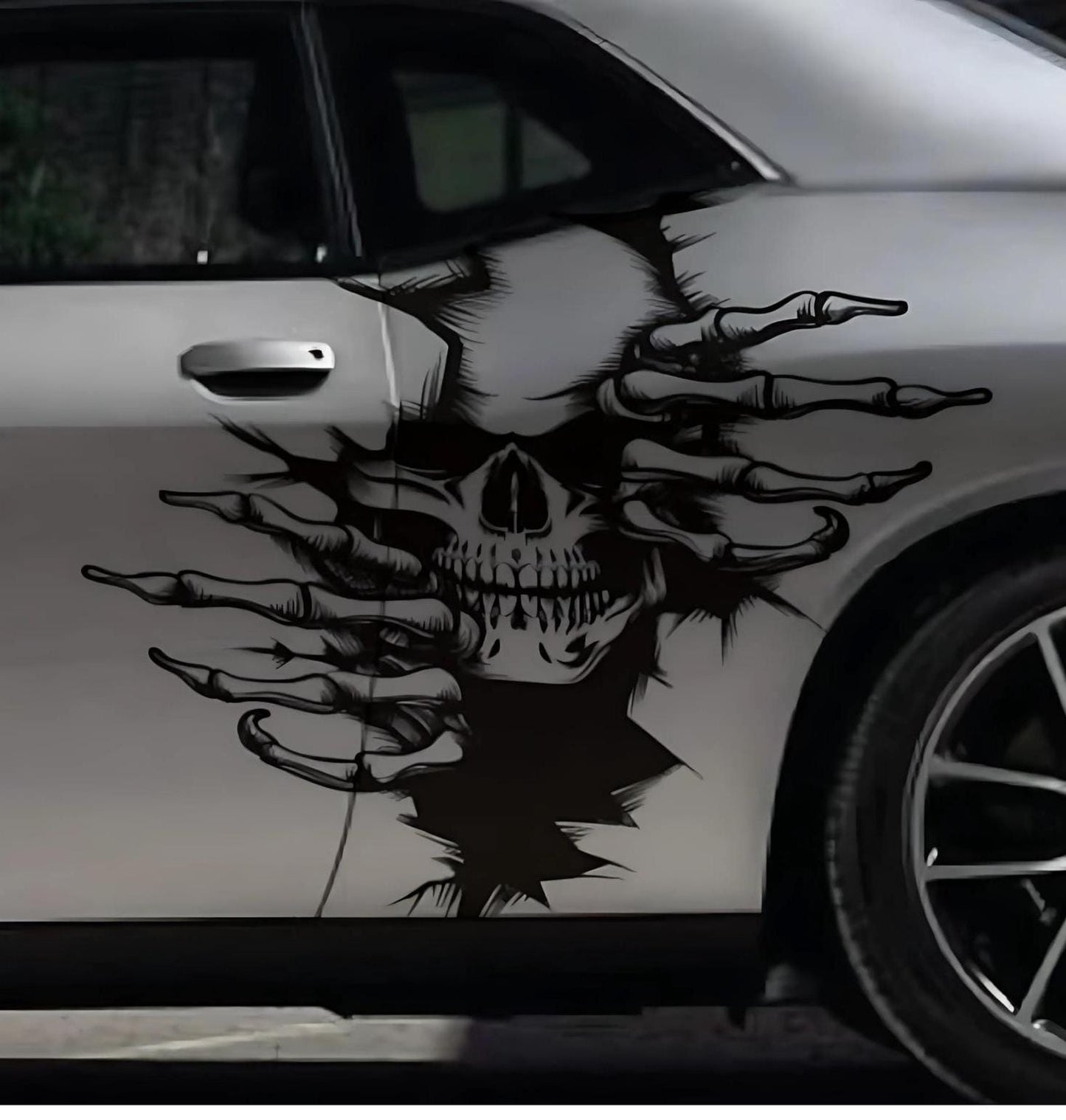 INCLUDES Both Sides - Head Skull Ripping Torn Claws Large Side Grunge Hood Door Car Bed Pickup Vehicle Truck Vinyl Graphic Decal Tailgate US - Evreka Decal