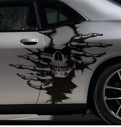 INCLUDES Both Sides - Head Skull Ripping Torn Claws Large Side Grunge Hood Door Car Bed Pickup Vehicle Truck Vinyl Graphic Decal Tailgate US - Evreka Decal
