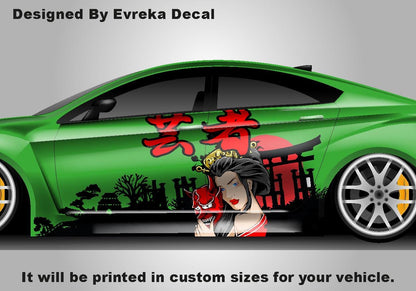 Custom Samurai Livery Racing Side Wrap; JDM Inspired Samurai Custom Decal Side - Evreka Decal