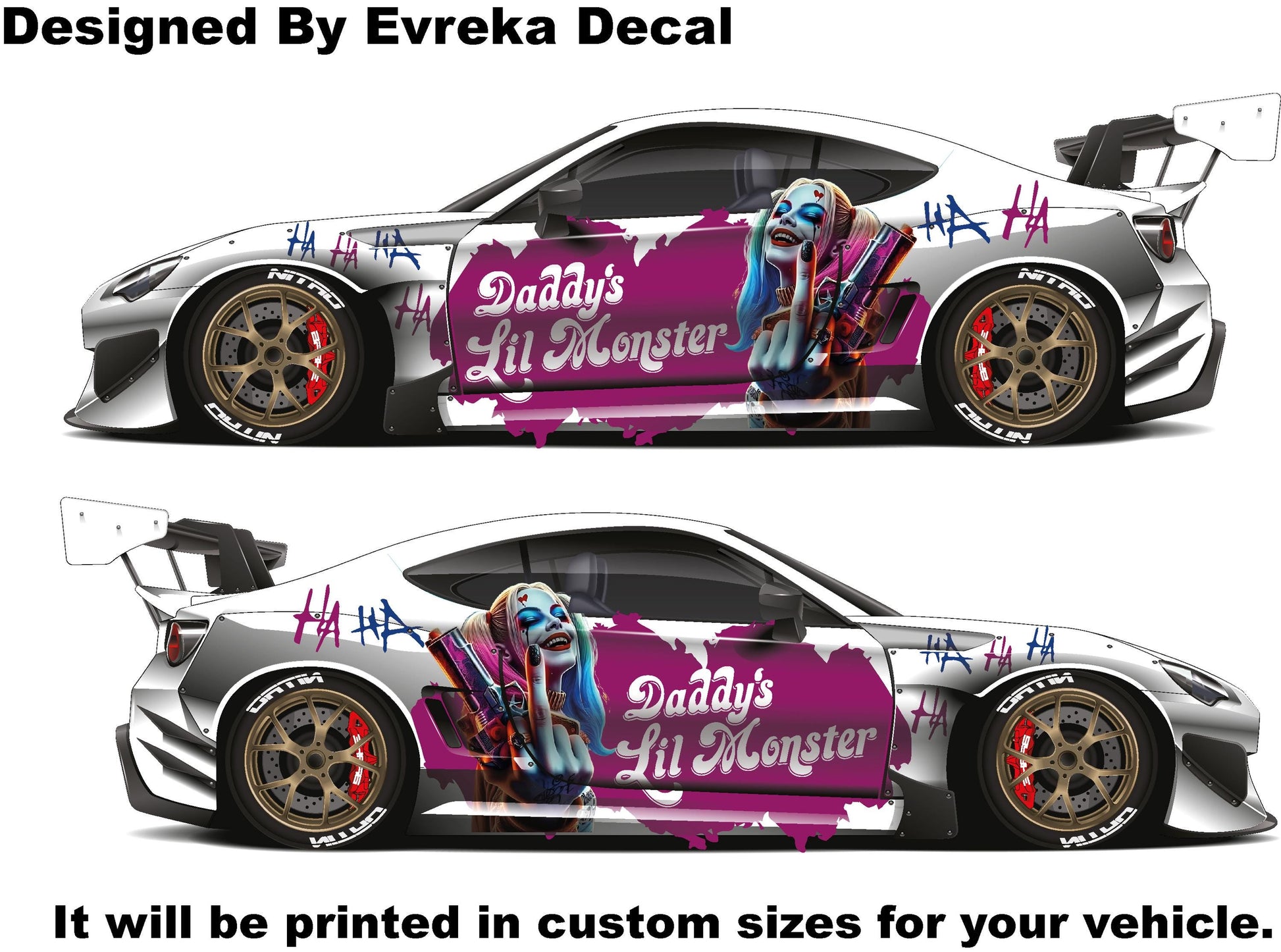 Harley Quinn Premium Customizable Vinyl Car Wrap - High-Quality Vehicle Wraps for Cars, Trucks, SUVs - Durable, Weather-Resistant Auto Wraps - Evreka Decal