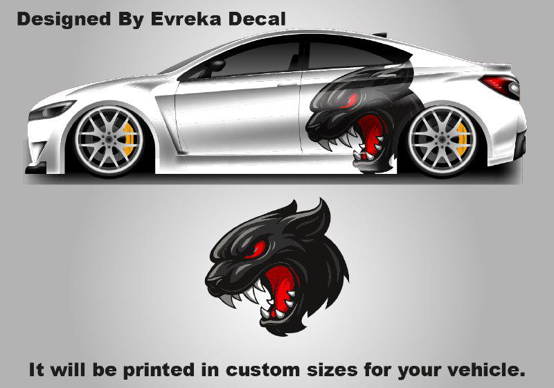 3D Cat Printed Partial Wrap Graphic Car Decal Angry Cat Car Wrap Car Design Wrap - Evreka Decal