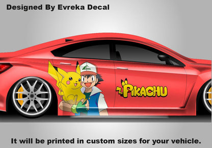 Pikachu And Ash Car Decals: Car Vinyl | Hood And Car Side Decal | Comics character, Pokemon character, Designed Car Livery, Cast Vinyl Wrap - Evreka Decal
