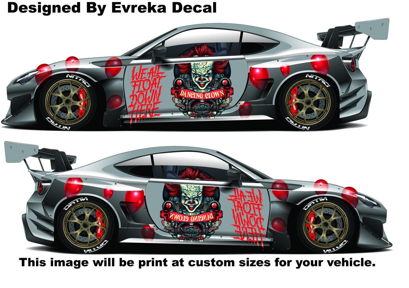 Bundle pennywise, It, Car Livery, Cast Vinyl Wrap, Universal Size, Car Wrap - Evreka Decal