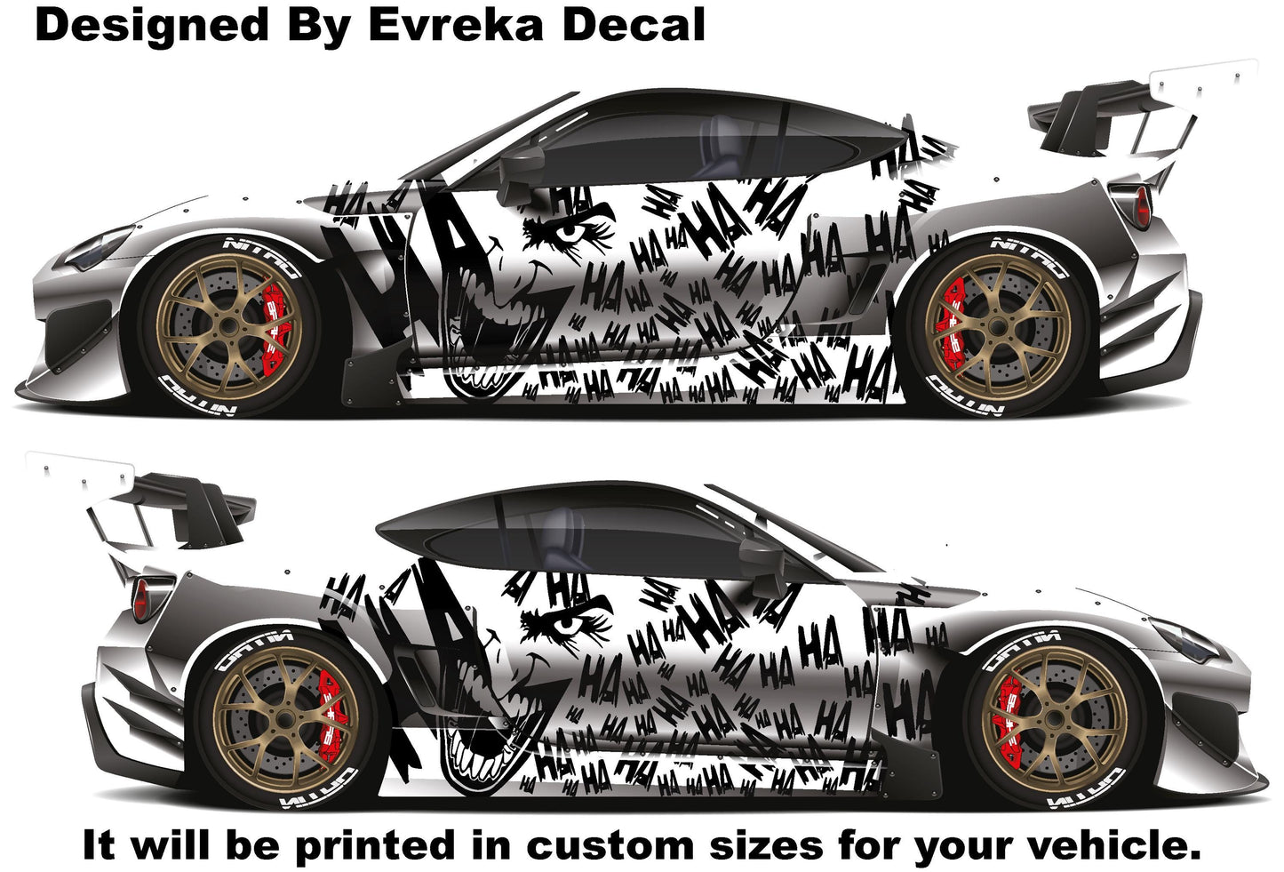 2X Laughter Car Decal. Joker Ha ha ha Car Side Decal. Joker Vinly Car Decal - Evreka Decal