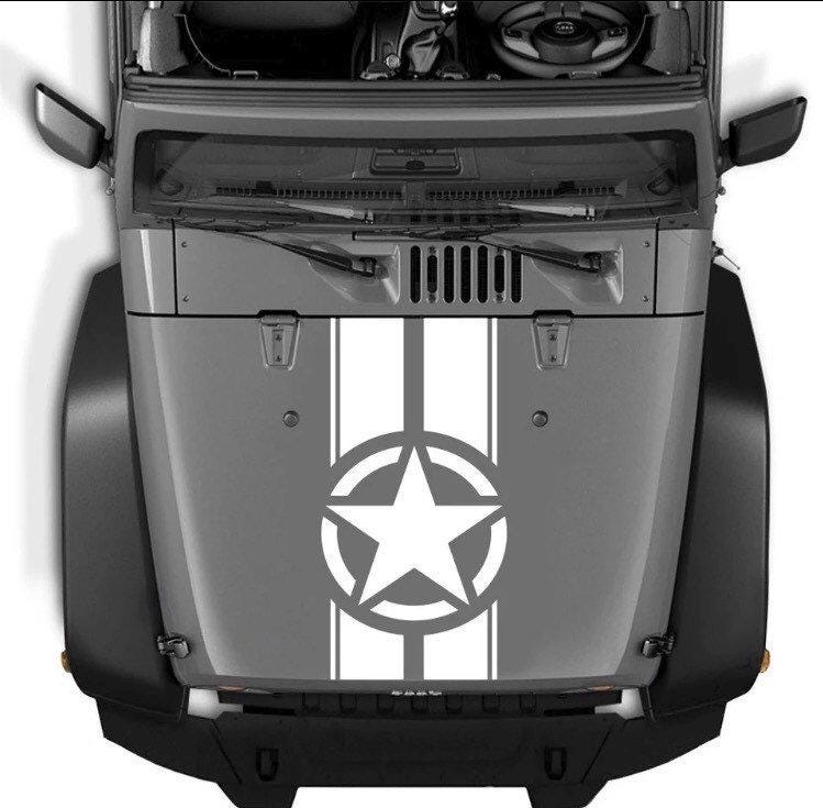 Military Hood Sticker for Jeep Wrangler Star Army Stripes Decal Vinyl Car Truck DIY Waterproof Car Stickers - Evreka Decal