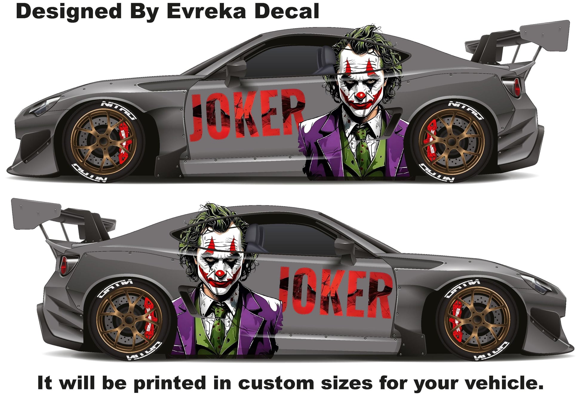 Joker Car Wrap, Car Livery, Cast Vinyl Wrap, Universal Size, Car Wrap, Car Decal, Car Foil Design - Evreka Decal