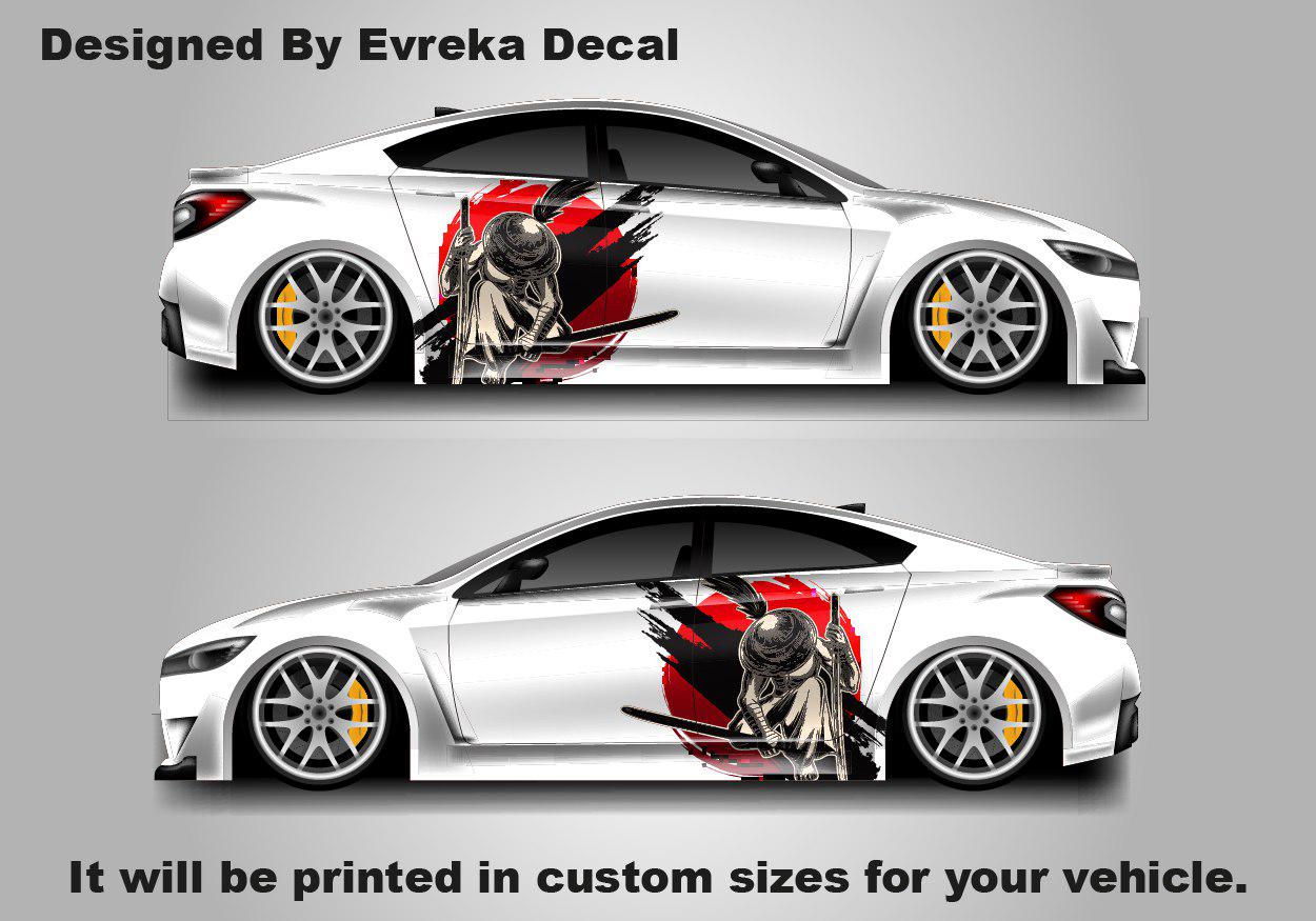 Custom Samurai Livery Racing Side Wrap; JDM Inspired Samurai Custom Decal Side - Evreka Decal