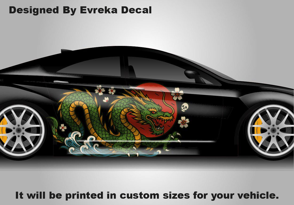 Dragon Car Body Decal - Draco Body Stickers - JDM Decals - Dragon Large Sticker - Custom Japanese Full Livery High Quality Vinyl - Evreka Decal