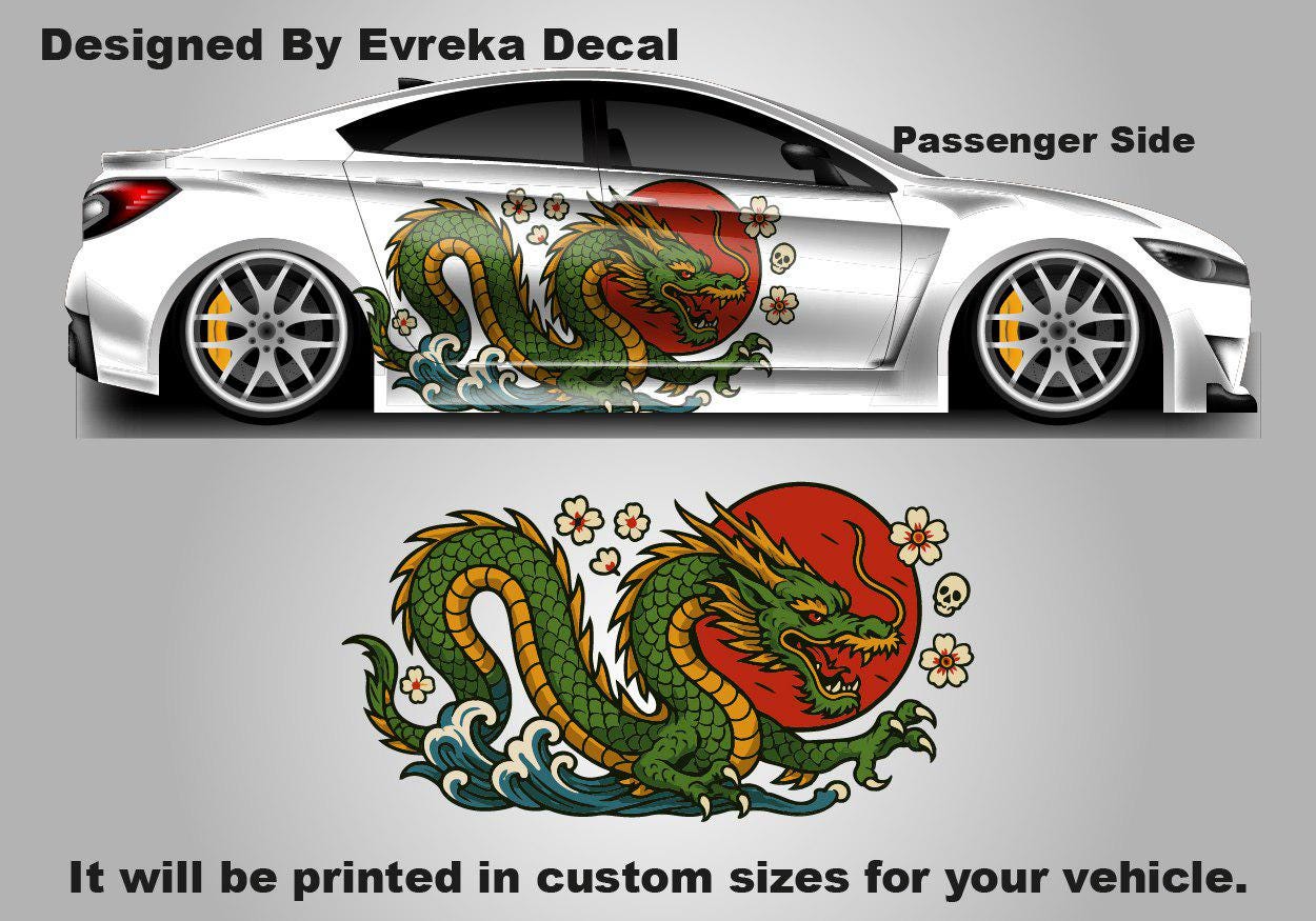 Dragon Car Body Decal - Draco Body Stickers - JDM Decals - Dragon Large Sticker - Custom Japanese Full Livery High Quality Vinyl - Evreka Decal