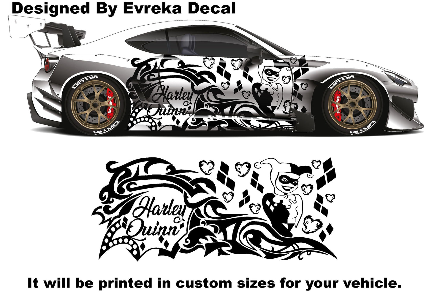2X Trıbal Harley Quınn Graphıc Vınyl Decal TRUCK CAR SIDES - Evreka Decal