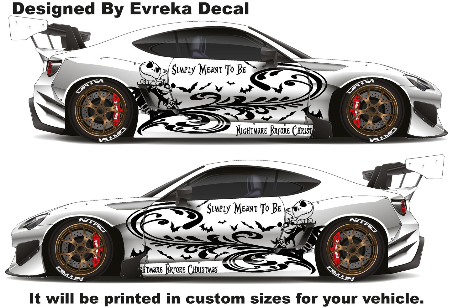 2x Trıbal NIGHTMARE BEFORE CHRISTMAS Jack Sally Graphıc Vınyl Decal Truck Car - Evreka Decal