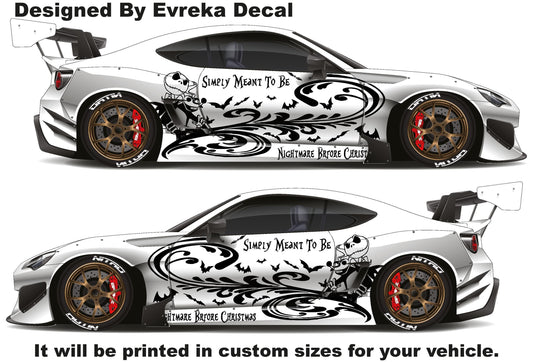 2x Trıbal NIGHTMARE BEFORE CHRISTMAS Jack Sally Graphıc Vınyl Decal Truck Car - Evreka Decal