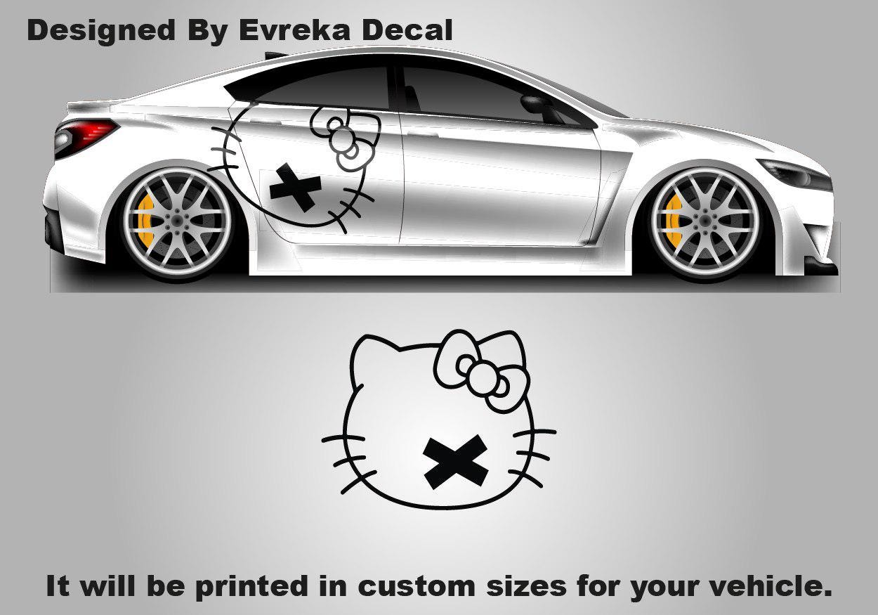 2x Hello Kitty Car Decals: Cuteness On the Go! Car Vinyl | Comics character, Designed Car Livery, Cast Vinyl Wrap | BOTH SIDE - Evreka Decal