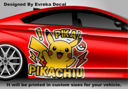 Pikachu Car Decals: Car Vinyl | Hood And Car Side Decal | Comics character, Pokemon character, Designed Car Livery, Cast Vinyl Wrap - Evreka Decal